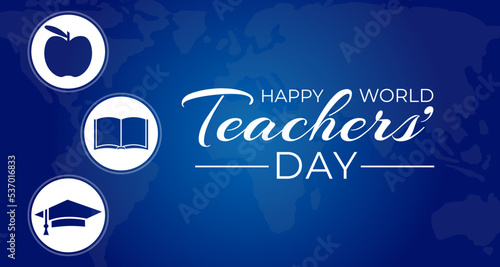 Happy World Teachers' Day Blue Background Illustration photo
