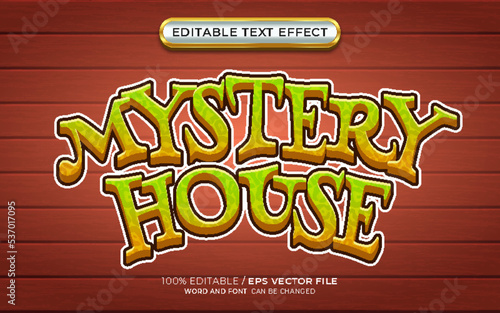 Editable Mystery House 3D Text Effect Cartoon Style