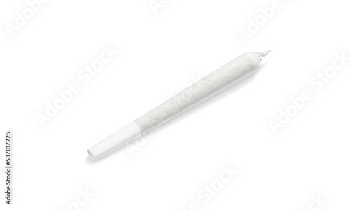 Blank white weed joint tube mockup, side view