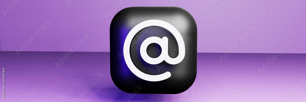 3d @ symbol in projected cube with soft and smooth gradient light shades 3d @ symbol in projected cube with soft and smooth gradient light shades