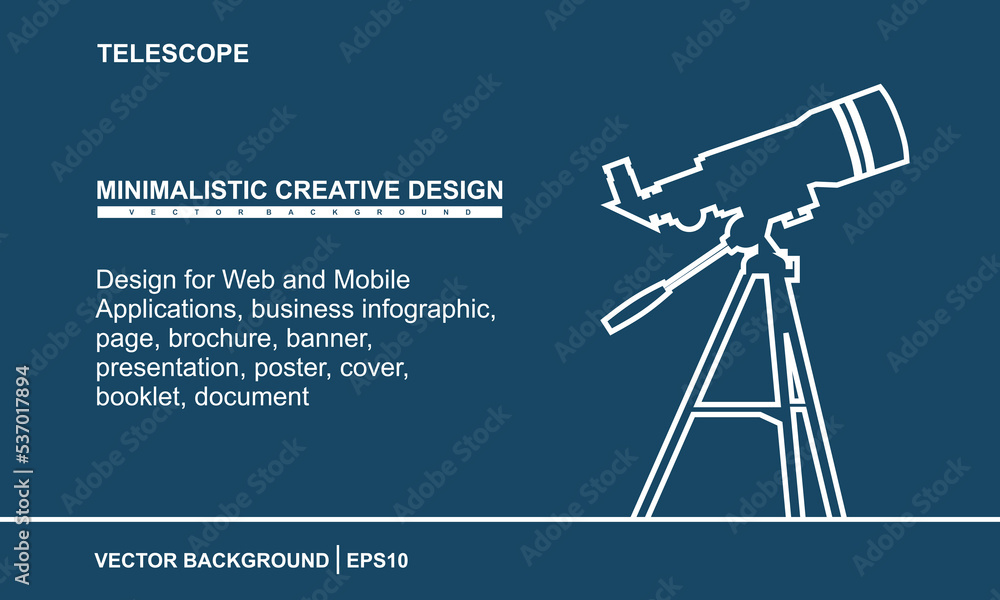 Telescope Design for Web and Mobile Applications, business infographic,  page, brochure, banner, presentation, poster, cover, booklet, document.  Vector eps10 Stock-Vektorgrafik | Adobe Stock