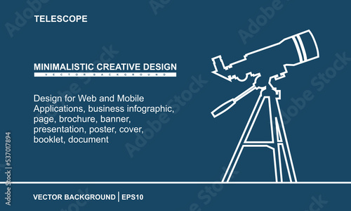 Telescope Design for Web and Mobile Applications, business infographic, page, brochure, banner, presentation, poster, cover, booklet, document. Vector eps10