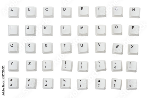 White block computer letter isolated on white background with reflection