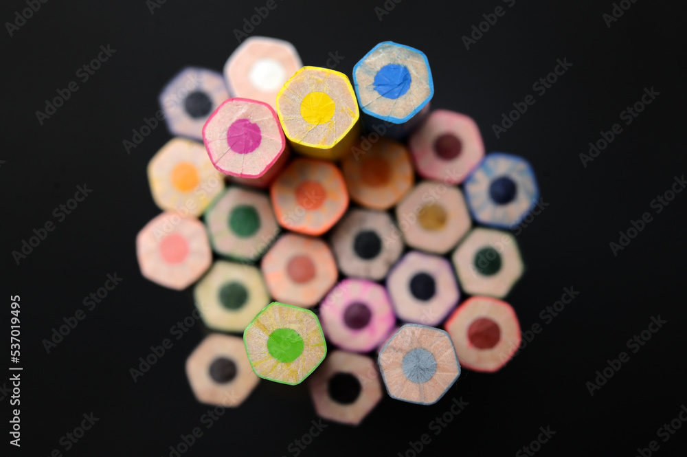 Colorfull Wooden Crayons On Black Background Colorfull Wooden Crayons On Black Background