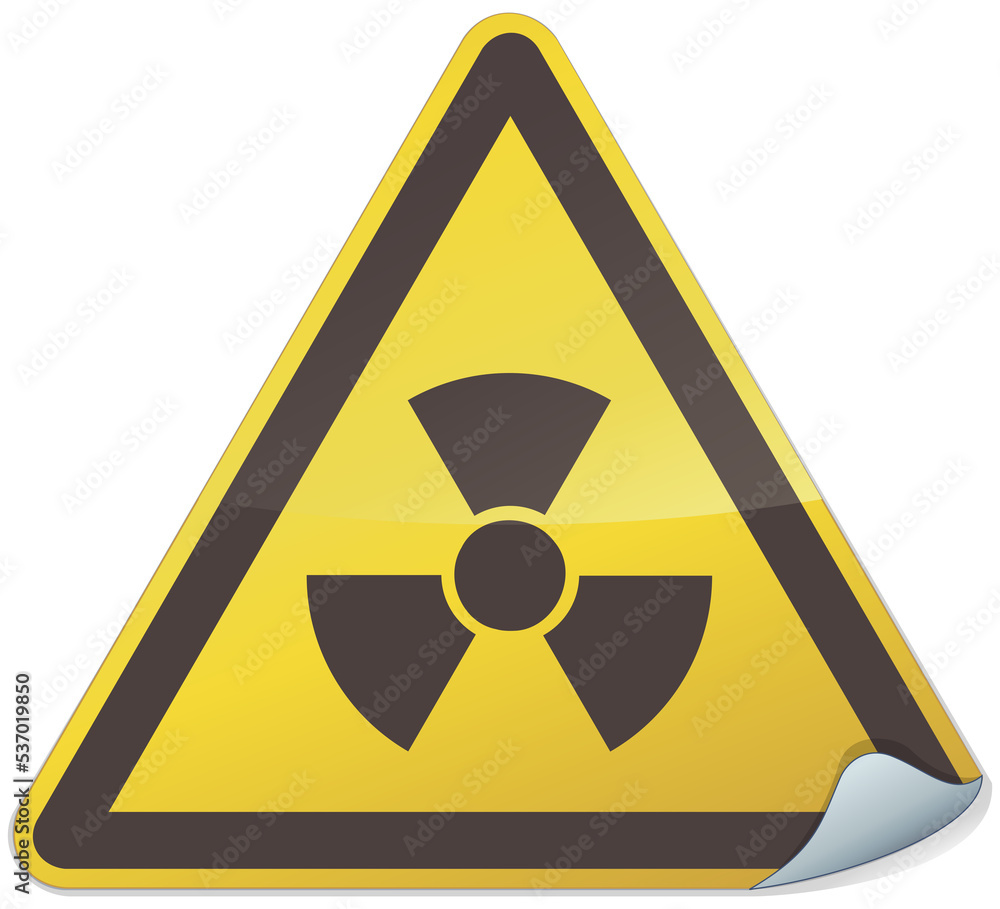 Radiation Hazard Warning Triangle Yellow and Black Metallic Sticker Radiation Hazard Warning Triangle Yellow and Black Metallic Sticker
