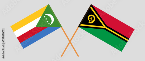 Crossed flags of the Comoros and Vanuatu. Official colors. Correct proportion