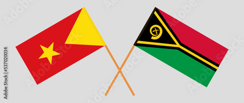 Crossed flags of Tigray and Vanuatu. Official colors. Correct proportion