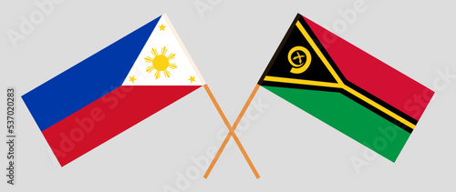 Crossed flags of the Philippines and Vanuatu. Official colors. Correct proportion