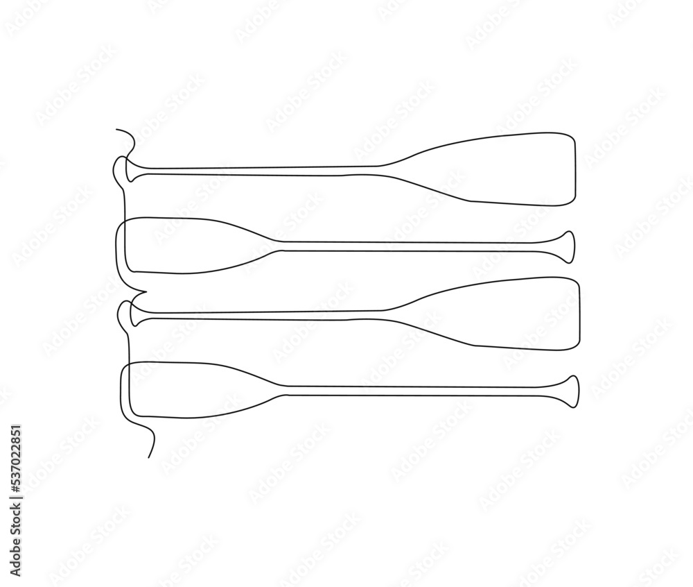 Continuous line art drawing of boat Paddle. Wooden paddle single line