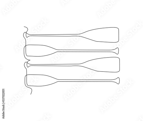 Continuous line art drawing of boat Paddle. Wooden paddle  single line art drawing vector illustration.