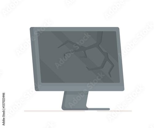Vector illustration of a broken computer. Repair. Broken screen. 