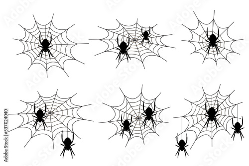 Spider web. Hand drawn cobweb. Spooky Halloween vector illustration