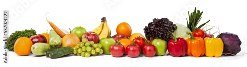 Panel kuchenny z motywem Colorful ripe vegetables and fruits isolated on white