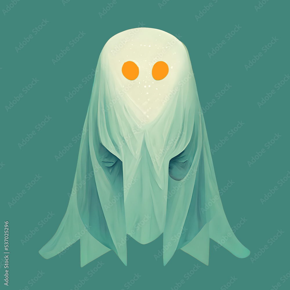 Fairy tale character ghost on a blue background. Halloween illustration. Digital illustration. Fairy tale character ghost on a blue background. Halloween illustration. Digital illustration.