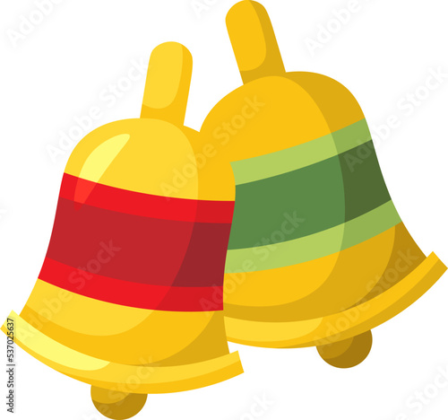 Two christmas bells flat icon Holiday decor