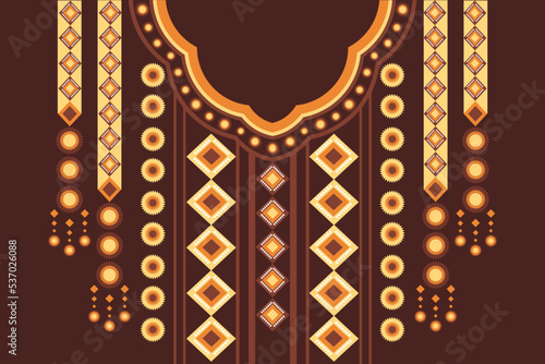 Geometric Ethnic oriental pattern traditional. Necklace embroidery design for fashion women. Background, Wallpaper, Clothing And Wrapping.