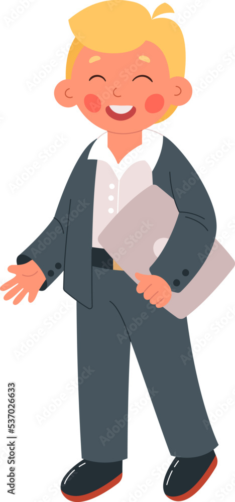 Lawyer profession flat icon Boy in suit with folder