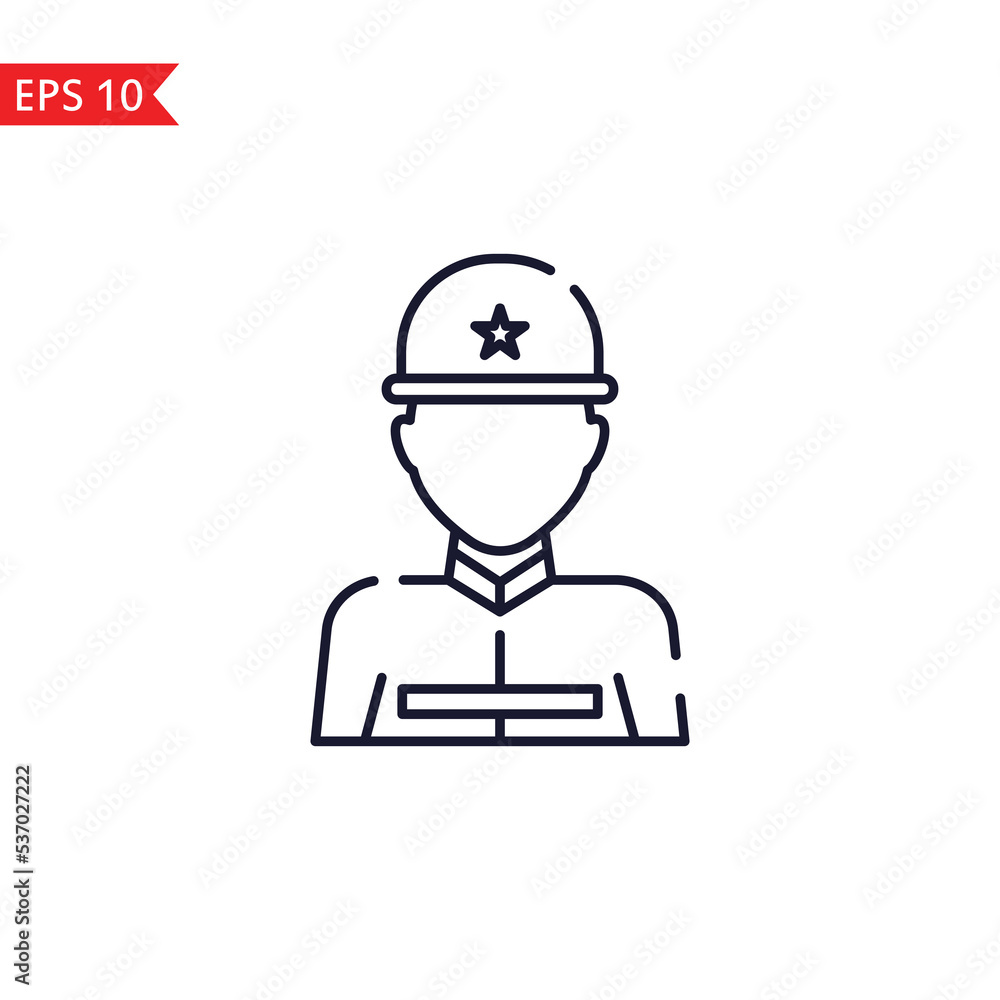 Army soldier line icon isolated sign symbol Vector
