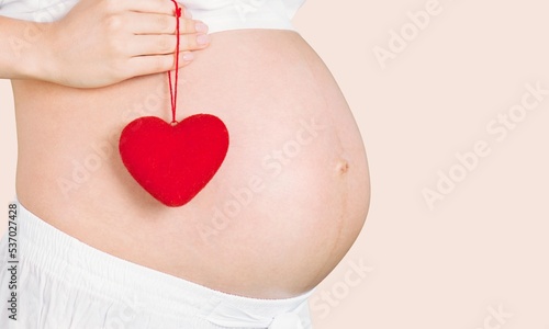 Wallpaper Mural Young woman with hands on her belly. Concept of pregnancy Torontodigital.ca