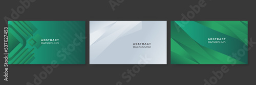 Set of abstract green white presentation background