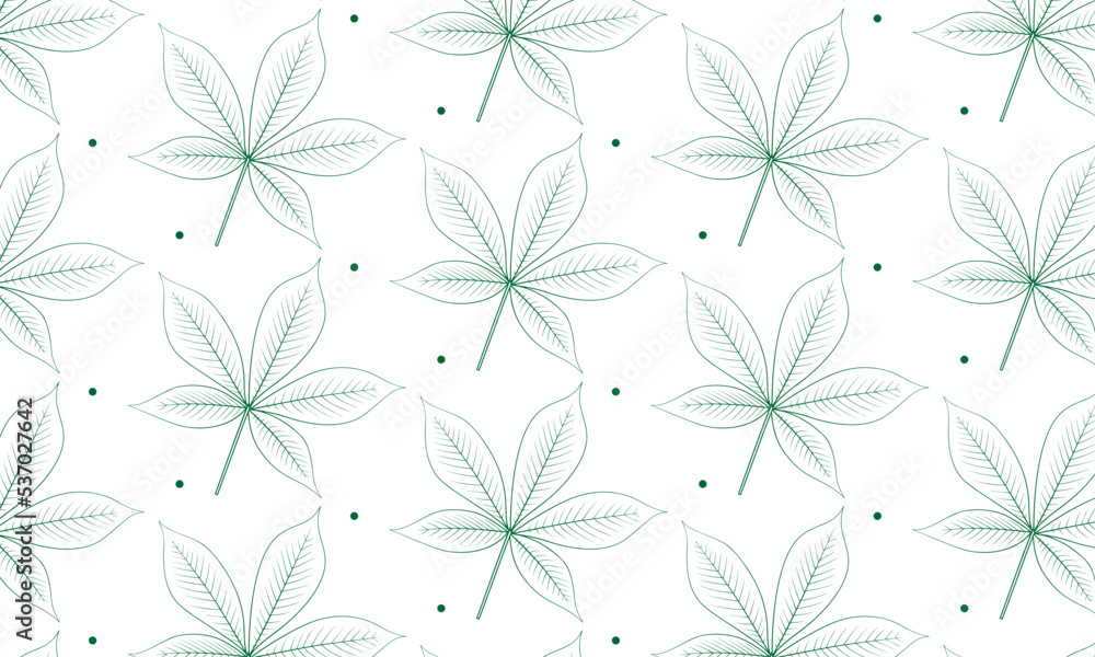 Modern simple geometric vector seamless pattern with green flowers, line texture on white background. Light abstract floral wallpaper, bright tile ornament