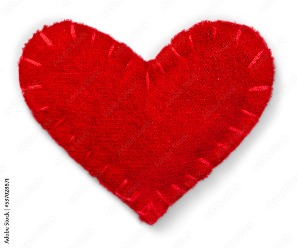 Red Heart Made of Fabric Isolated Red Heart Made of Fabric Isolated