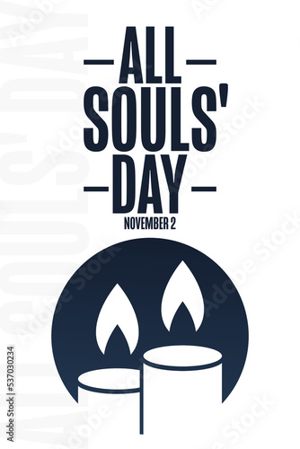 All Souls' Day. November 2. Holiday concept. Template for background, banner, card, poster with text inscription. Vector EPS10 illustration.