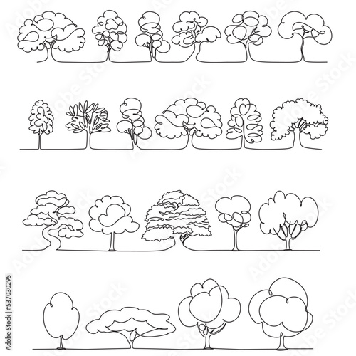 Tree vector line drawing image. 