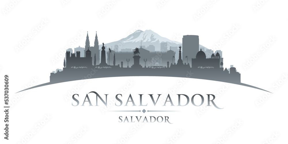 San Salvador city silhouette white background