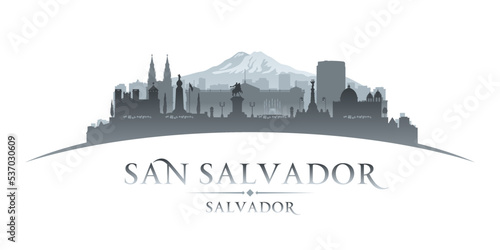San Salvador city silhouette white background photo