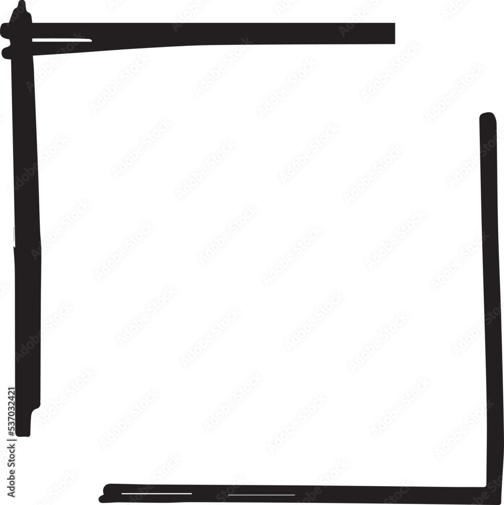 An empty square. Black doodle rectangle on white background. Vector of a scribble of a frame. Isolated vignette drawing icon. Simple background. An empty square. Black doodle rectangle on white background. Vector of a scribble of a frame. Isolated vignette drawing icon. Simple background.