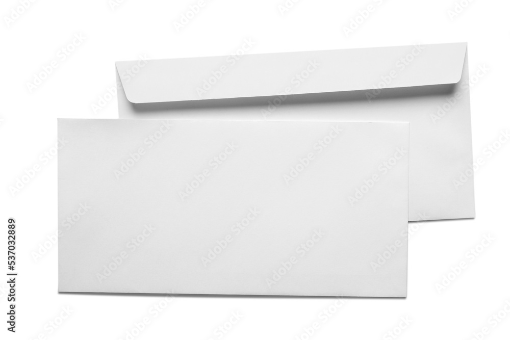 Blank Card and Envelope on white - obrazy, fototapety, plakaty 