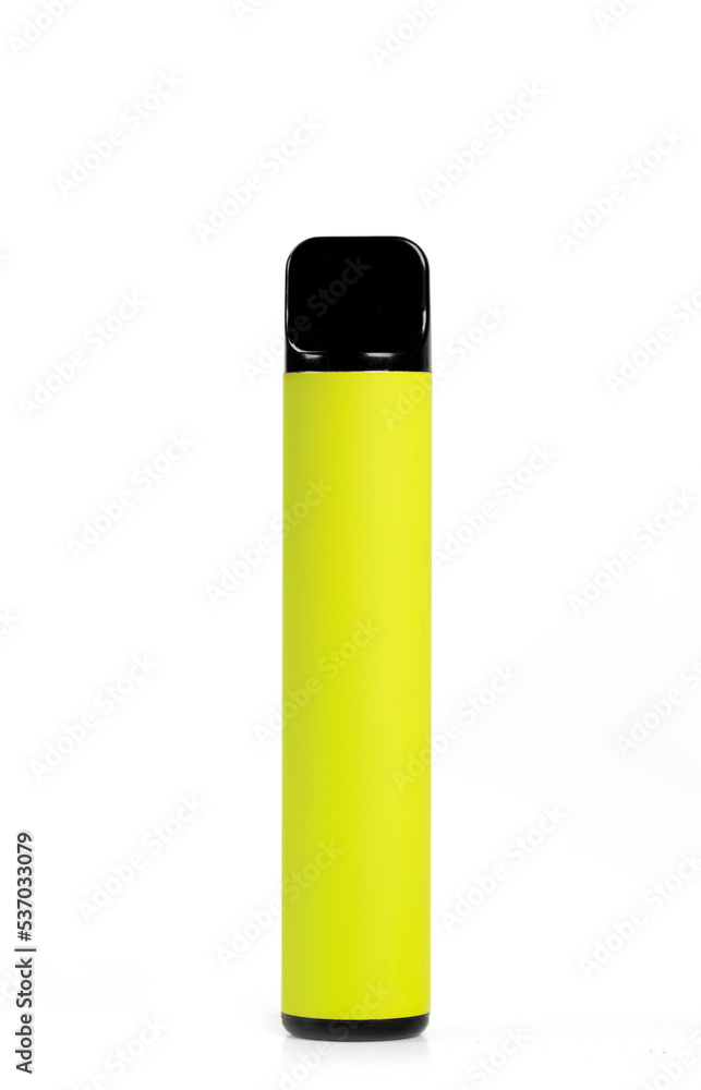 yellow green color disposable electronic cigarette isolated on a white background. The concept of modern smoking, vaping and nicotine. elf bar yellow green color disposable electronic cigarette isolated on a white background. The concept of modern smoking, vaping and nicotine. elf bar
