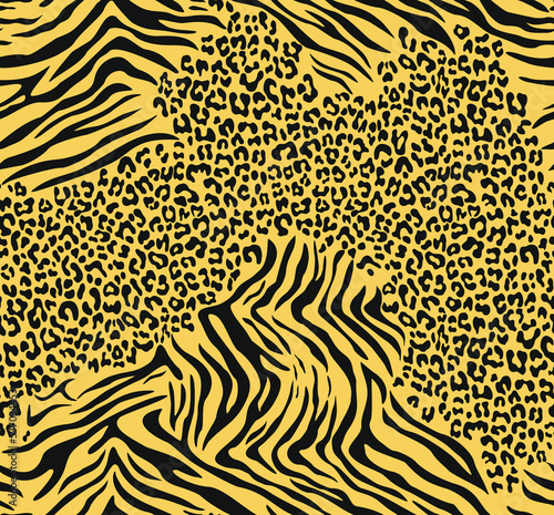 Seamless animal pattern leopard and zebra vector modern background for print
