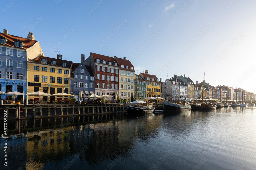 Nyhavn ancient port in Copenhagen, Denmark.