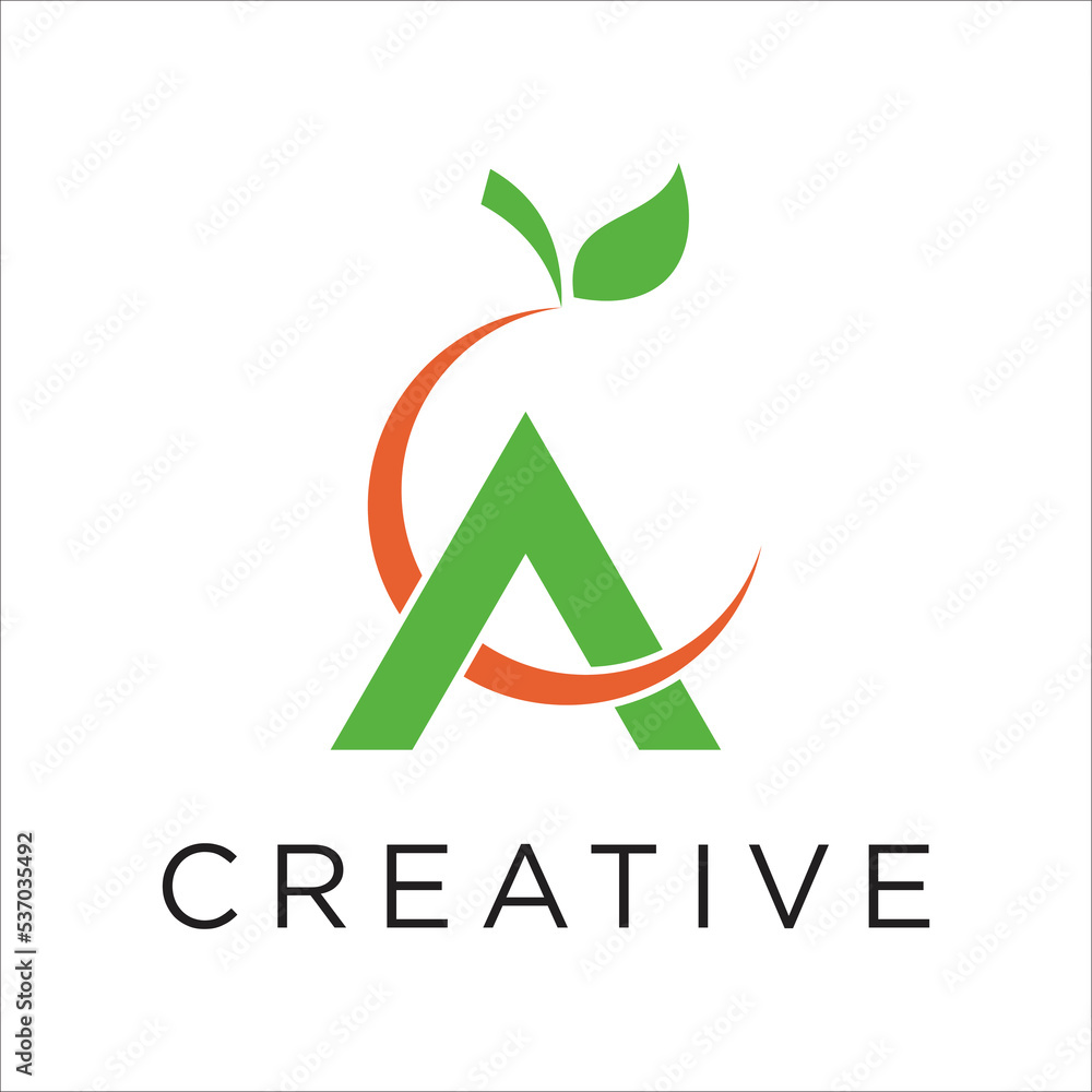 Fototapeta premium A Letter Green Nutrition Logo Design Template