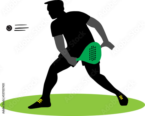 padel Player ,silhouette, paddle tennis with ball, man smashing with racket
 photo