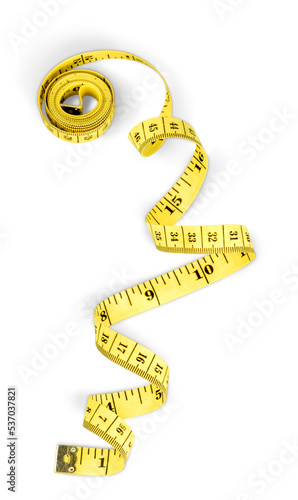 Фотография Yellow measuring tape isolated on white background