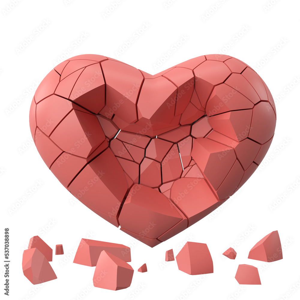 3D broken heart. Heartbroken. lovelorn. 3D broken heart. Heartbroken. lovelorn.