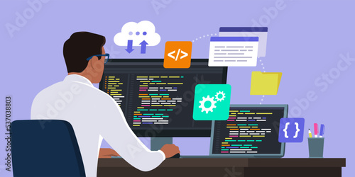 Professional developer working in the office