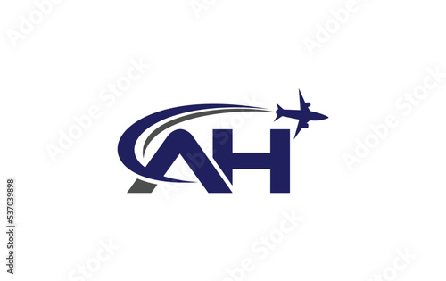 Tour and travel agency logo vector download airline and aviation logo design vector extra bold letter AH