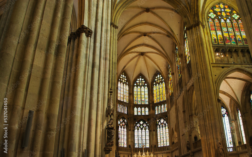 Regensburg, Bavaria, Germany, September 2022, Indoor view of the Cathedral Saint Peter in Regensburg