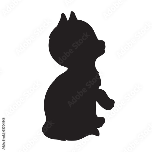Christmas cat silhouette vector isolated on white background coloring page for kids zentangle cat shirt design, logo, tattoo, decoration and kids coloring book