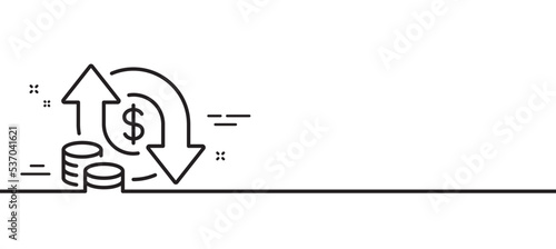 Change money line icon. Currency exchange sign. Transfer payment symbol. Minimal line illustration background. Change money line icon pattern banner. White web template concept. Vector
