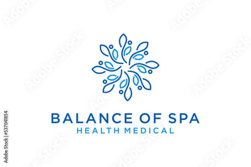 Mandala leaf logo design nature spa yoga bauty wellness herbal plant icon symbol circle shape