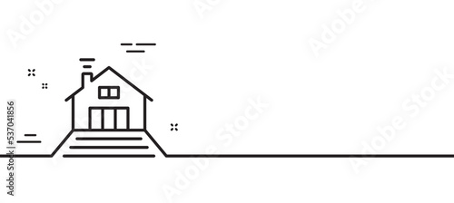Terrace line icon. House architecture sign. Flat roof symbol. Minimal line illustration background. Terrace line icon pattern banner. White web template concept. Vector