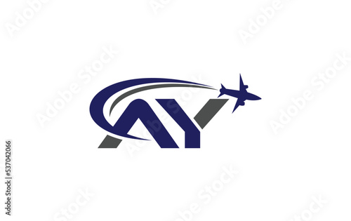 Tour and travel agency logo vector download airline and aviation logo design vector extra bold letter AY