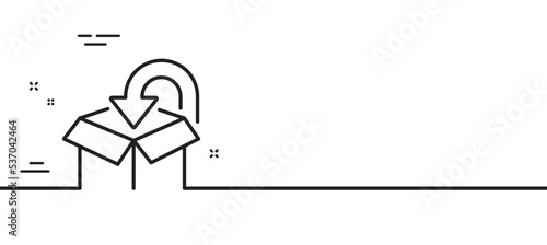 Return package line icon. Delivery box sign. Logistic service symbol. Minimal line illustration background. Return package line icon pattern banner. White web template concept. Vector © blankstock