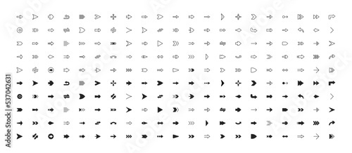 Arrow icon set. Concept of direction. Pointer signs. Navigation symbol for app and ui.