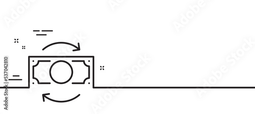 Change money line icon. Currency exchange sign. Transfer payment symbol. Minimal line illustration background. Change money line icon pattern banner. White web template concept. Vector